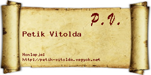 Petik Vitolda névjegykártya
